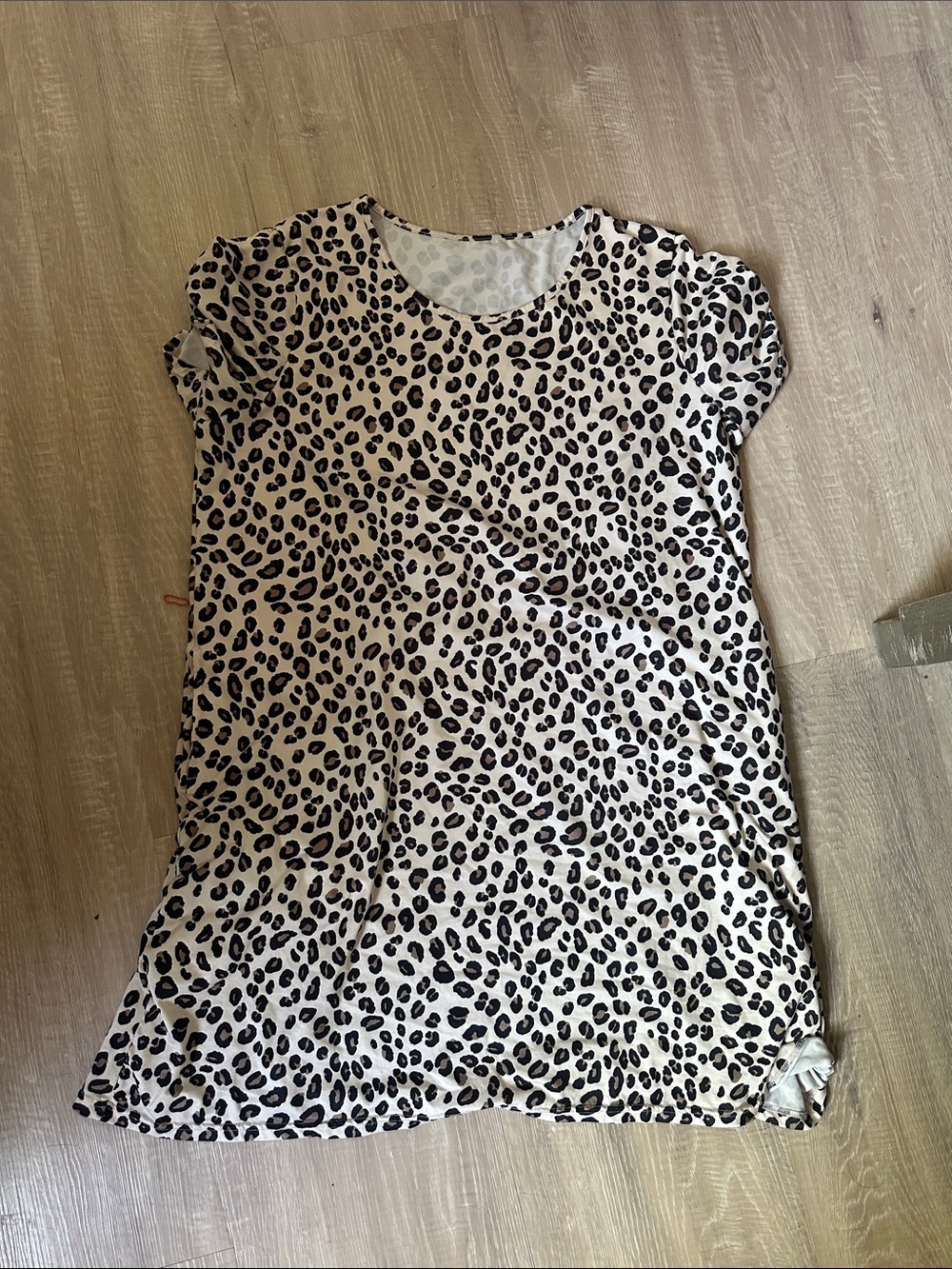 Source Unknown Beige Dress with Black Leopard Spots